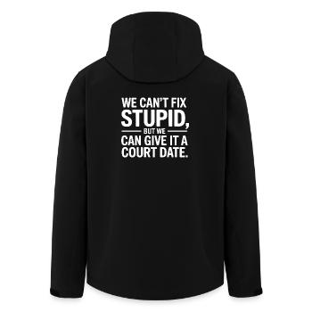 Nous ne pouvons pas réparer la stupidité, mais nous pouvons lui donner un tribunal - Veste softshell homme en polyester recyclé Stanley/Stella - noir - Dos - AI Model Male 185 light (185cm)