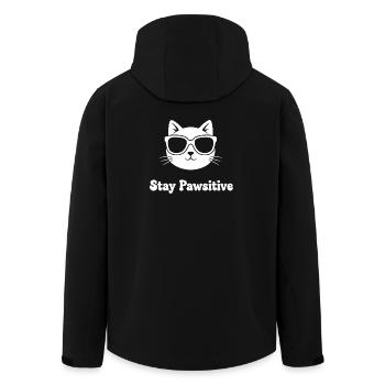 Stay Pawsitive Katzensonnenbrille - Recycelte Männer Softshell-Jacke von Stanley/Stella - Schwarz - Hinten - AI Model Male 185 light (185cm)