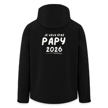 Je Veux Être Papy 2026 - Veste softshell homme en polyester recyclé Stanley/Stella - noir - Dos - AI Model Male 185 light (185cm)