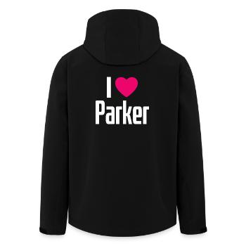 I Love Parker Pinkes Herz Ich liebe Parker - Recycelte Männer Softshell-Jacke von Stanley/Stella - Schwarz - Hinten - AI Model Male 185 light (185cm)