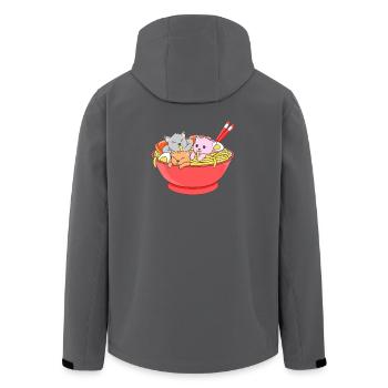 Cute Noodle Cats Ramen Bowl Kawaii Food Design - Men’s Recycled Softshell Jacket by Stanley/Stella - black - Back - AI Model Male 185 light (185cm)