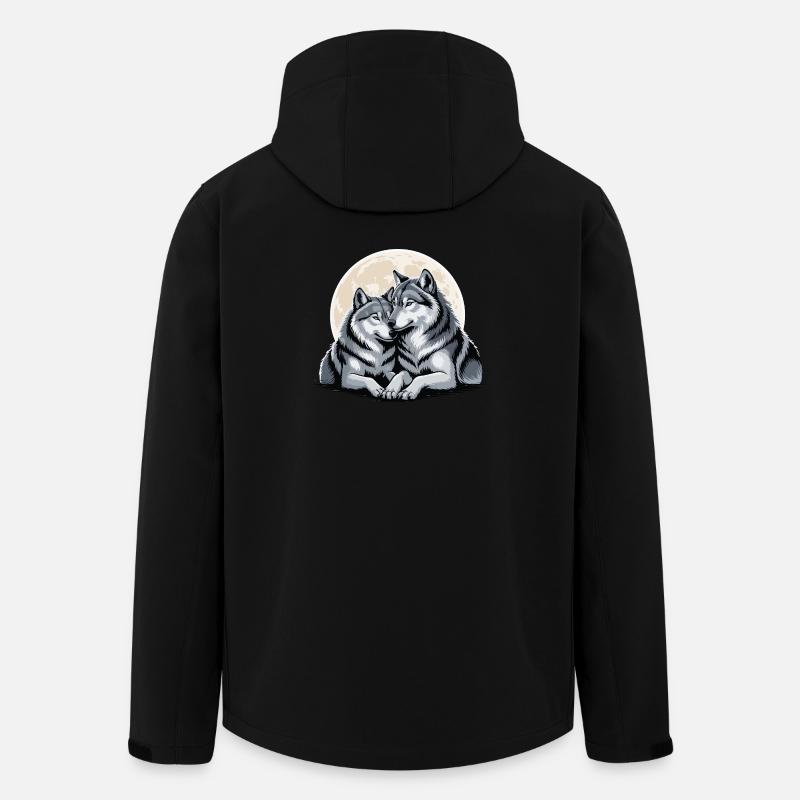 Couple de loups Amour Saint-Valentin - Veste softshell homme en polyester recyclé Stanley/Stella - noir