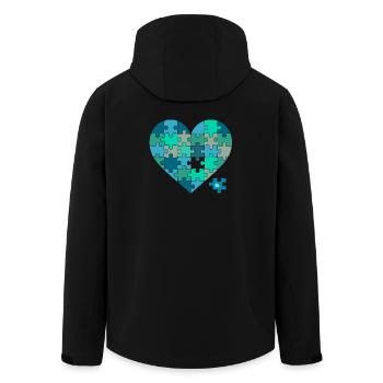 Jigsaw Puzzle Heart Teal - Men’s Recycled Softshell Jacket by Stanley/Stella - black - Back - AI Model Male 185 light (185cm)