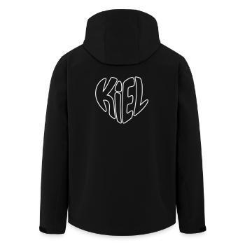 Kiel Outline Herz Typo - Recycelte Männer Softshell-Jacke von Stanley/Stella - Schwarz - Hinten - AI Model Male 185 light (185cm)