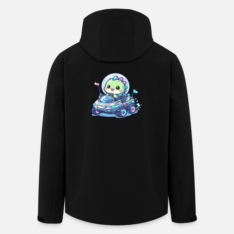 Kawaii Dino dans le Space Rover - Veste softshell homme en polyester recyclé Stanley/Stella - noir