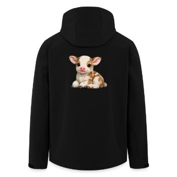 Cute calf cuddly toy - Men’s Recycled Softshell Jacket by Stanley/Stella - black - Back - AI Model Male 185 light (185cm)
