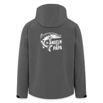 Angeln mit Papa Hecht Motiv - Recycelte Männer Softshell-Jacke von Stanley/Stella - Schwarz - Hinten - AI Model Male 185 light (185cm)