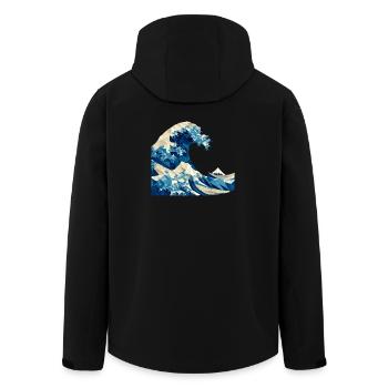 Vague d’origami Art japonais Hokusai Fuji - Veste softshell homme en polyester recyclé Stanley/Stella - noir - Dos - AI Model Male 185 light (185cm)