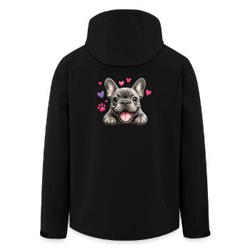 French Bulldog Love Hearts Sweetheart - Men’s Recycled Softshell Jacket by Stanley/Stella - black - Back - AI Model Male 185 light (185cm)