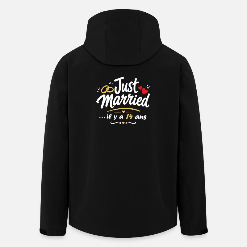 Just Married 14 Ans - Anniversaire - Veste softshell homme en polyester recyclé Stanley/Stella - noir