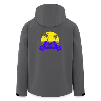 Tropical Evening Sun Hibiscus - Men’s Recycled Softshell Jacket by Stanley/Stella - black - Back - AI Model Male 185 light (185cm)