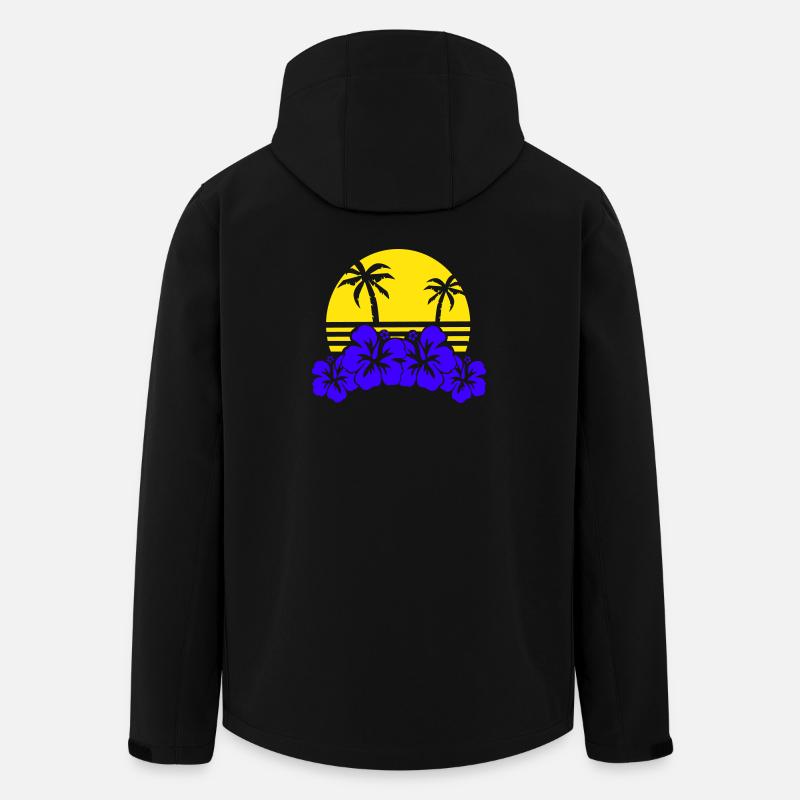 Tropical Evening Sun Hibiscus - Men’s Recycled Softshell Jacket by Stanley/Stella - black