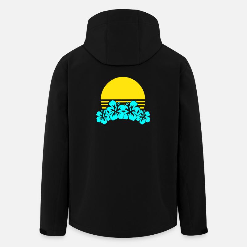 Soleil Hibiscus Néon Tropiques - Veste softshell homme en polyester recyclé Stanley/Stella - noir