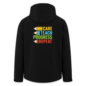 Pre K Teacher Care Teach Repeat Kindergarten - Recycelte Männer Softshell-Jacke von Stanley/Stella - Schwarz - Hinten - AI Model Male 185 light (185cm)