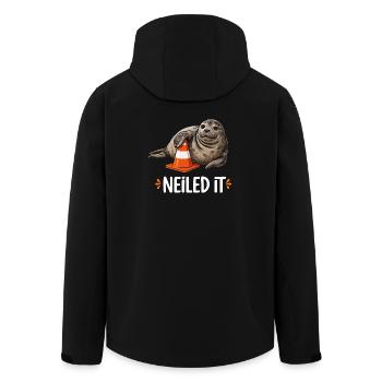 Neiled It Seal Traffic Cone Construction Site Humor - Men’s Recycled Softshell Jacket by Stanley/Stella - black - Back - AI Model Male 185 light (185cm)
