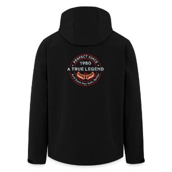 1980 year of birth - Men’s Recycled Softshell Jacket by Stanley/Stella - black - Back - AI Model Male 185 light (185cm)