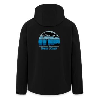 Darss Coast with windbreaker and lighthouse - Men’s Recycled Softshell Jacket by Stanley/Stella - black - Back - AI Model Male 185 light (185cm)