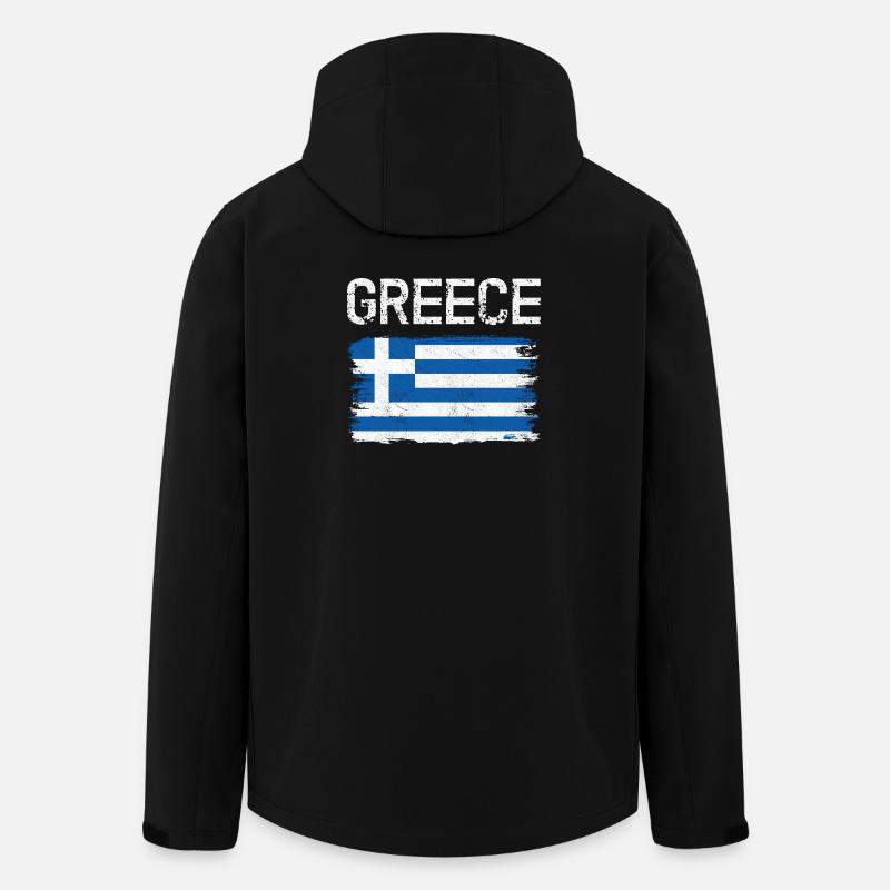 Graphique du drapeau grec vieilli - Veste softshell homme en polyester recyclé Stanley/Stella - noir