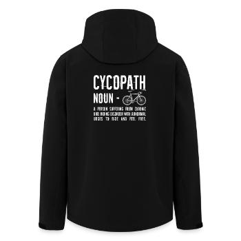 Distressed Bicycle Text Art - Men’s Recycled Softshell Jacket by Stanley/Stella - black - Back - AI Model Male 185 light (185cm)
