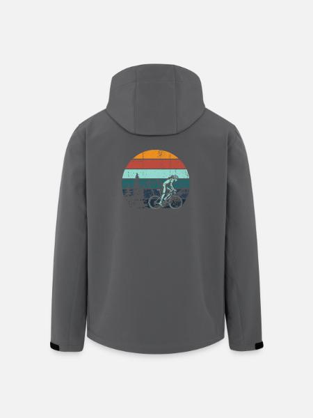 Retro Mountain Rider Sunset - Men’s Recycled Softshell Jacket by Stanley/Stella - black