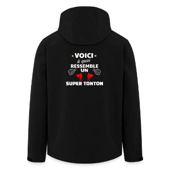 Super héros à thème de super tonton - Veste softshell homme en polyester recyclé Stanley/Stella - noir - Dos - AI Model Male 185 light (185cm)