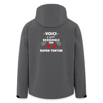 Super héros à thème de super tonton - Veste softshell homme en polyester recyclé Stanley/Stella - charbon - Dos - AI Model Male 185 light (185cm)