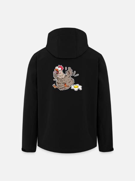 Funny Chicken with Egg Cartoon - Men’s Recycled Softshell Jacket by Stanley/Stella - black
