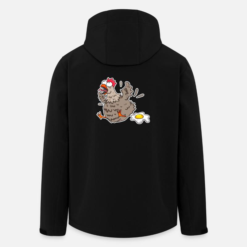 Funny Chicken with Egg Cartoon - Men’s Recycled Softshell Jacket by Stanley/Stella - black