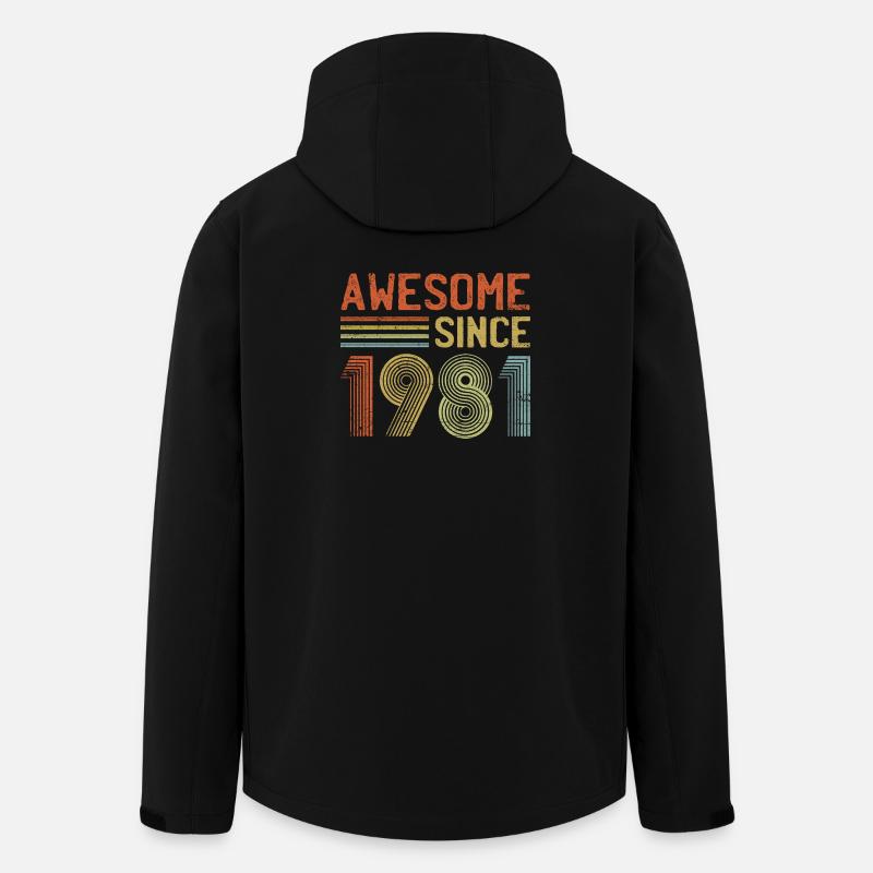 Retro 1981 Typography Design - Men’s Recycled Softshell Jacket by Stanley/Stella - black