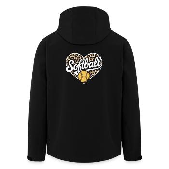 Leopard Muster Softball Herz Design - Recycelte Männer Softshell-Jacke von Stanley/Stella - Schwarz - Hinten - AI Model Male 185 light (185cm)
