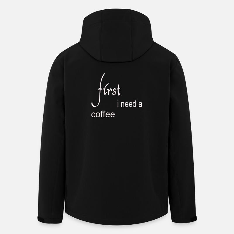 First I Need a Coffee Design - Recycelte Männer Softshell-Jacke von Stanley/Stella - Schwarz
