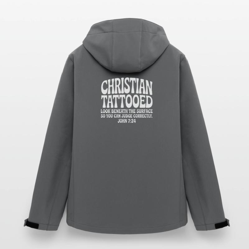 Christian Tattooed Look Beneath Surface Men’s Recycled Softshell Jacket Discoverer by Stanley/Stella