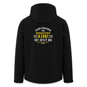 Hearing aid acoustician trainee training teaching hearing aids - Men’s Recycled Softshell Jacket by Stanley/Stella - black - Back - AI Model Male 185 light (185cm)
