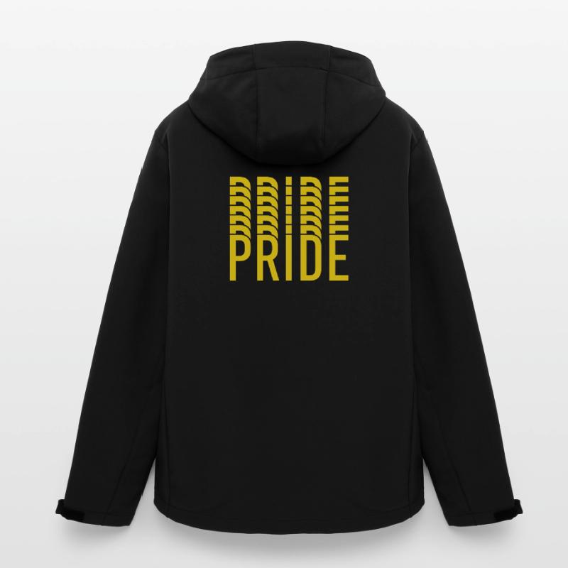 Pride Yellow Text Pattern Men’s Recycled Softshell Jacket by Stanley/Stella