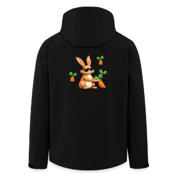 Bunny with sunglasses and carrot - Men’s Recycled Softshell Jacket by Stanley/Stella - black - Back - AI Model Male 185 light (185cm)