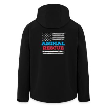 American Flag Animal Rescue Volunteer Shelter - Men’s Recycled Softshell Jacket by Stanley/Stella - black - Back - AI Model Male 185 light (185cm)