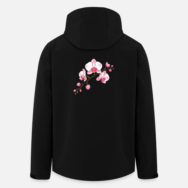 Orkidéblomstergren Illustration Blomstermotiv - Stanley/Stella herre softshelljakke i genanvendt polyester - sort