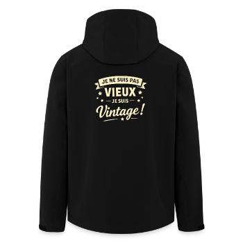 Je ne suis pas vieux je suis vintage - Veste softshell homme en polyester recyclé Stanley/Stella - noir - Dos - AI Model Male 185 light (185cm)