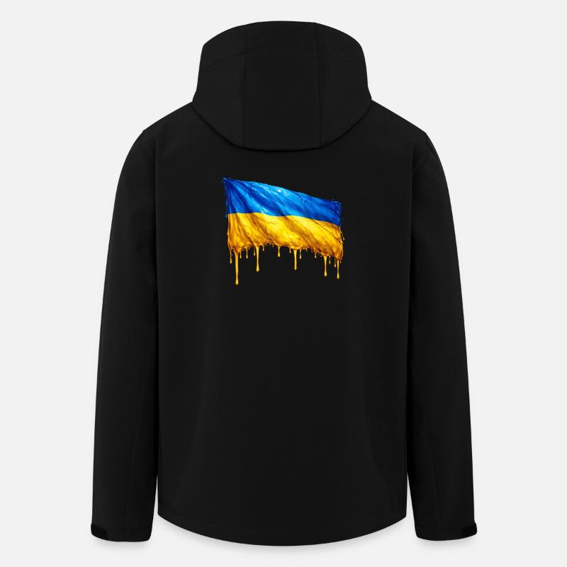 Drapeau ukrainien dégoulinant - Veste softshell homme en polyester recyclé Stanley/Stella - noir
