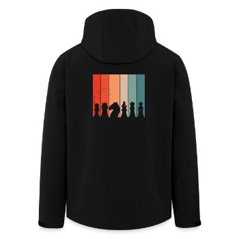 Schach Retro - Recycelte Männer Softshell-Jacke von Stanley/Stella - Schwarz - Hinten - AI Model Male 185 light (185cm)