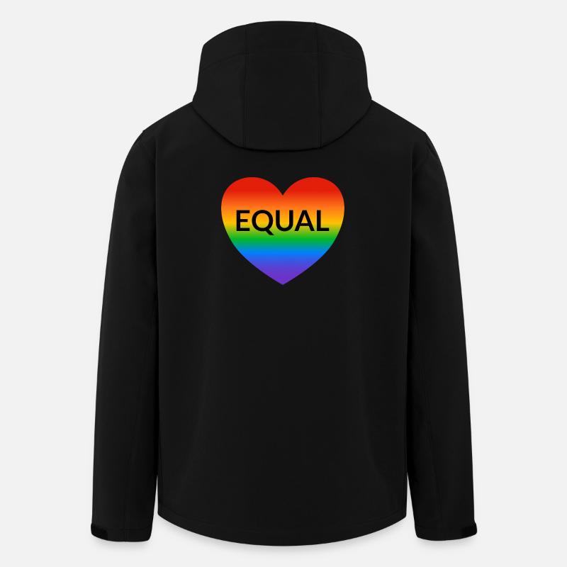 Fierté Arc-en-ciel au cœur égal - Veste softshell homme en polyester recyclé Stanley/Stella - noir