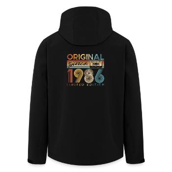 40 ans 40 ans 1986 Vintage Né - Veste softshell homme en polyester recyclé Stanley/Stella - noir - Dos - AI Model Male 185 light (185cm)