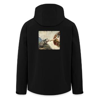 Opossum Beats God's Hand Funny Opossum Meme - Men’s Recycled Softshell Jacket by Stanley/Stella - black - Back - AI Model Male 185 light (185cm)