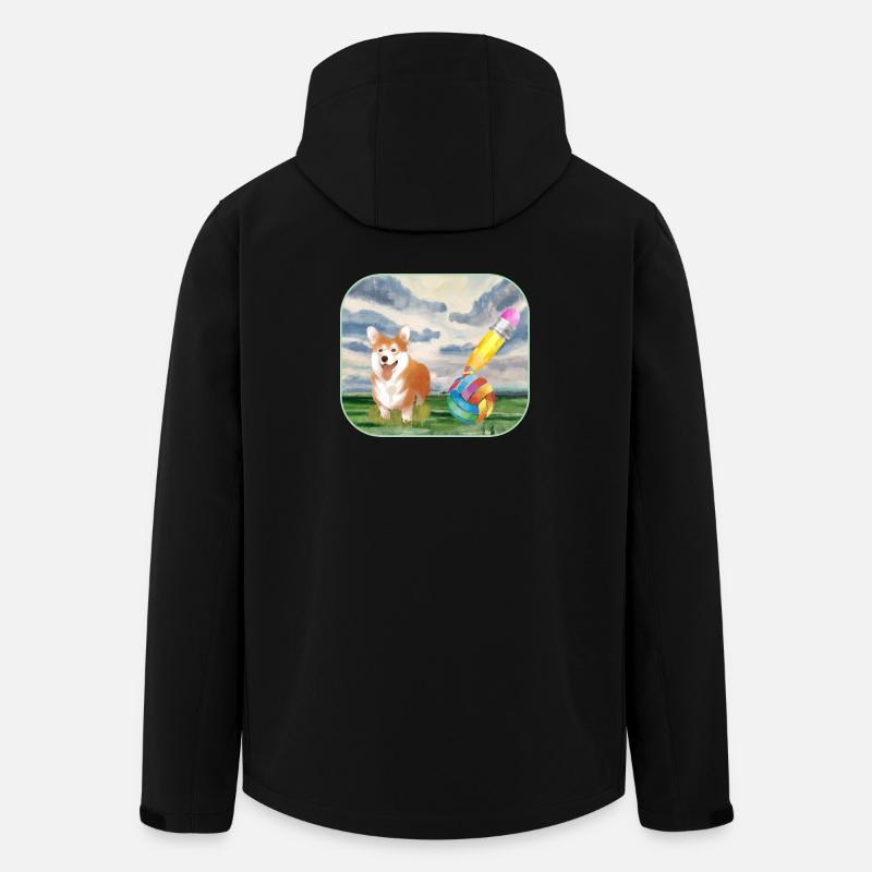 Aquarell Hund mit Ball - Recycelte Männer Softshell-Jacke von Stanley/Stella - Schwarz