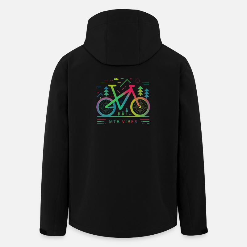 Lebendige Mountainbike-Trail-Illustration - Recycelte Männer Softshell-Jacke von Stanley/Stella - Schwarz