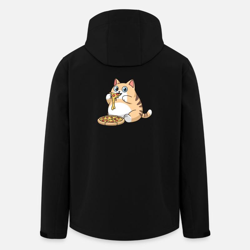 Cute Chubby Cat Eating Pizza - Men’s Recycled Softshell Jacket by Stanley/Stella - black
