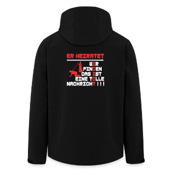 Er heiratet, JGA, Poltern - Recycelte Männer Softshell-Jacke von Stanley/Stella - Schwarz - Hinten - AI Model Male 185 light (185cm)