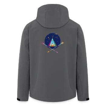 Teepee tent with arrows – symbol of adventure - Men’s Recycled Softshell Jacket by Stanley/Stella - black - Back - AI Model Male 185 light (185cm)