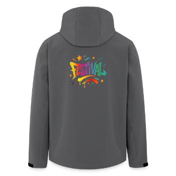 Festival – Bunte Energie in Graffiti-Style - Recycelte Männer Softshell-Jacke von Stanley/Stella - Schwarz - Hinten - AI Model Male 185 light (185cm)