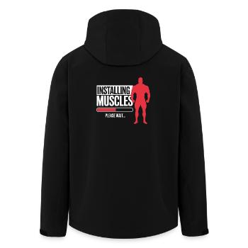 Muskeln installieren — Gym Fitness Motivationsgeschenk - Recycelte Männer Softshell-Jacke von Stanley/Stella - Schwarz - Hinten - AI Model Male 185 light (185cm)